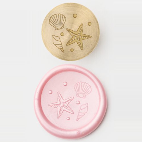 Nautical Seashell Starfish Pearls Wax Seal Stamp