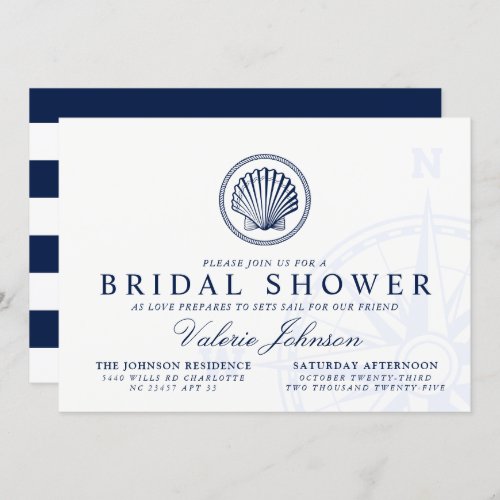 Nautical Seashell Themed Bridal Shower Invitation