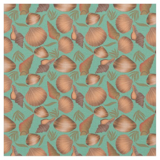 Nautical Seashell Turquoise Pattern  Fabric