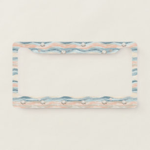 Nautical Seashell Wave Pattern License Plate Frame