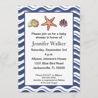 Nautical Seashells Baby Shower Invitation