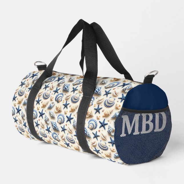 Nautical Seashells Beach Bag Duffle Bag (Right Corner)