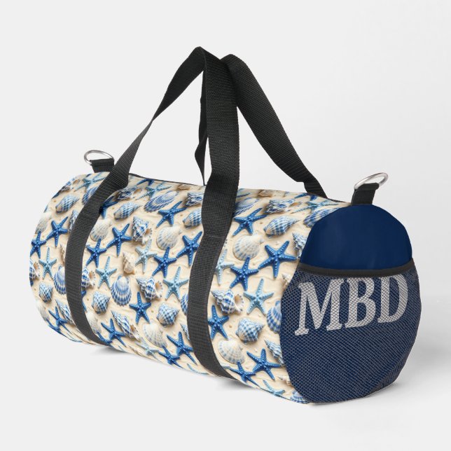 Nautical Seashells Beach Bag Duffle Bag (Right Corner)