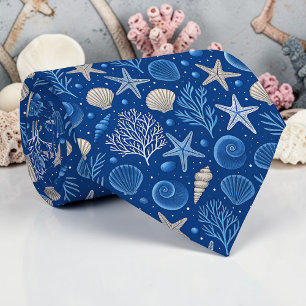 Nautical Seashells Custom Necktie
