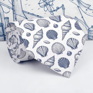 Nautical Seashells Custom Necktie