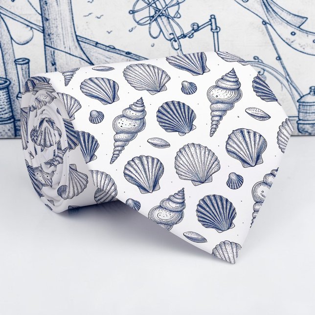Nautical Seashells Custom Necktie (Creator Uploaded)