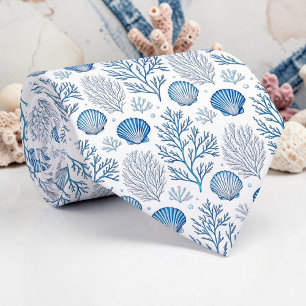 Nautical Seashells Custom Necktie