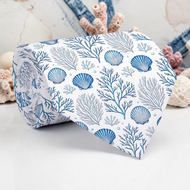 Nautical Seashells Custom Necktie (Creator Uploaded)