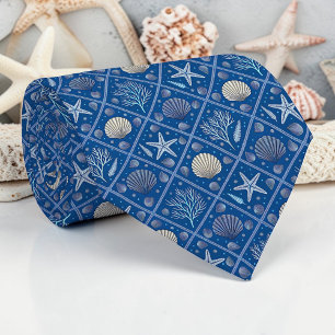 Nautical Seashells Custom Necktie