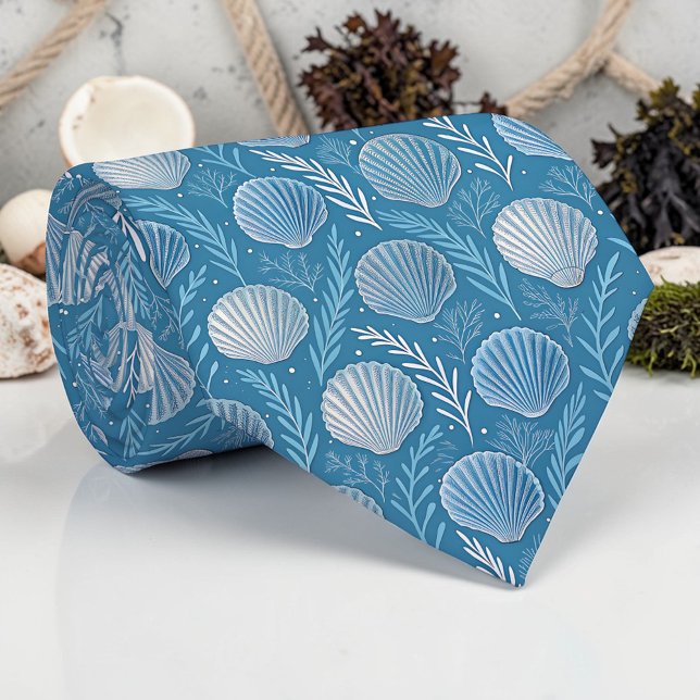 Nautical Seashells Custom Necktie (Creator Uploaded)