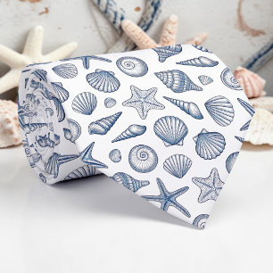 Nautical Seashells Custom Necktie