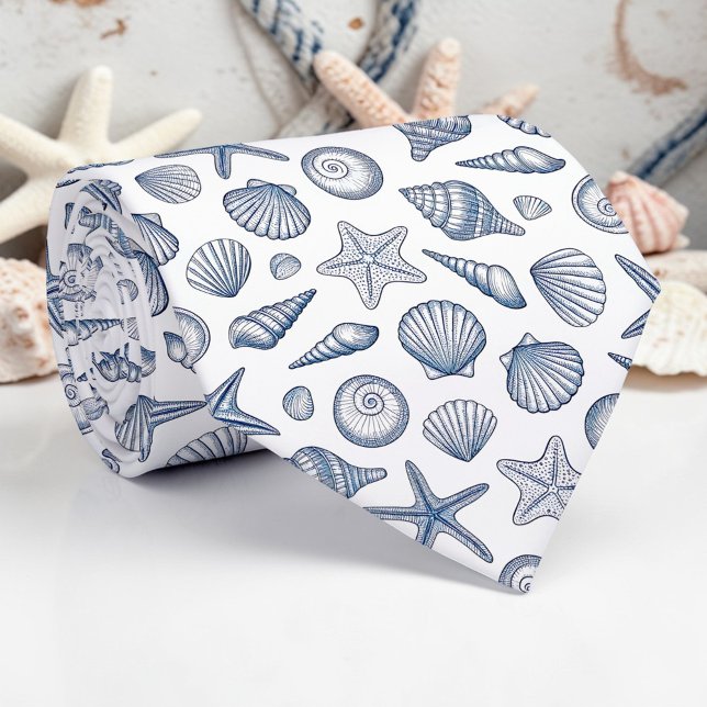 Nautical Seashells Custom Necktie (Creator Uploaded)