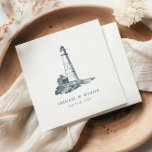 Nautical Seaside Lighthouse Dark Blue Wedding Napkins<br><div class="desc">Nautical Seaside Lighthouse Dark Blue Wedding Napkins</div>