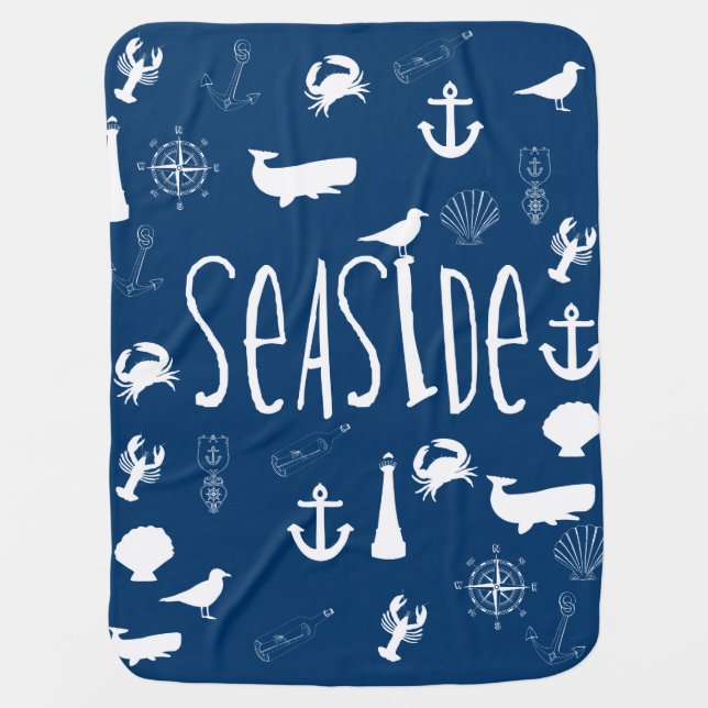 Nautical Seaside Receiving Blanket (Front)