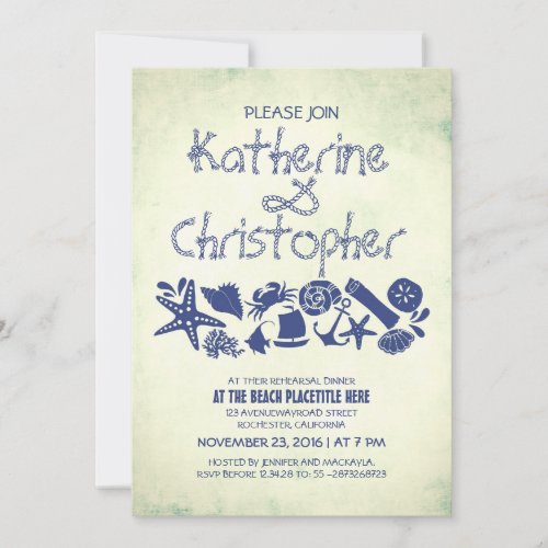 nautical seaside rehearsal dinner invitations