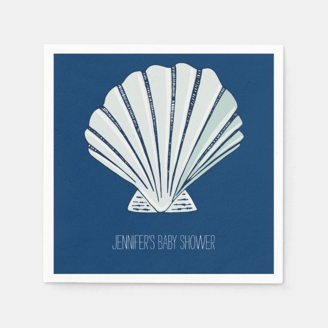 Nautical Seaside Shell Napkins (Front)