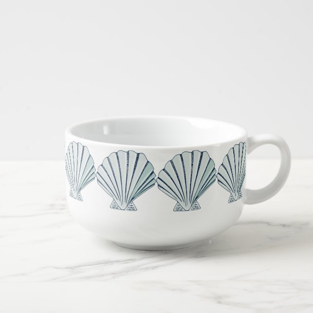 Nautical Seaside Shell Soup Mug (Left)