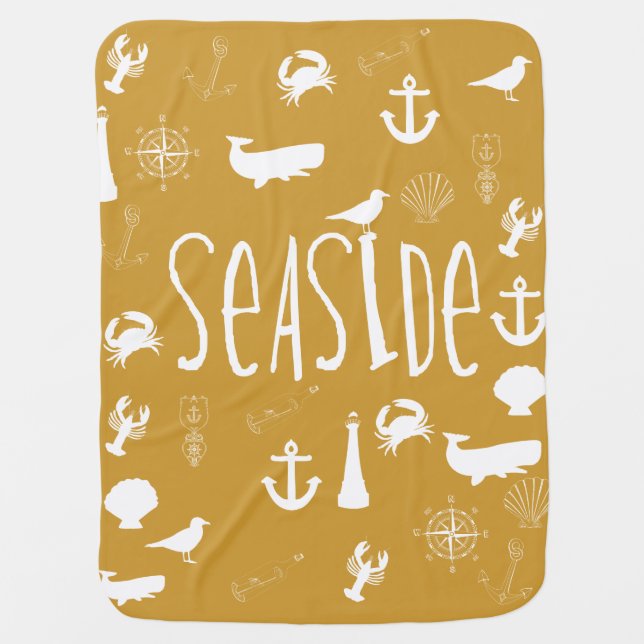 Nautical Seaside Swaddle Blanket (Front)