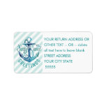 Nautical "SEAson's Greetings" Aqua Stripes Label<br><div class="desc">A nautical, fun twist on the traditional "Season's Greetings" with the words "Seas AND Greetings" in modern, creative typography around a turquoise watercolor stamped image of an anchor and backed by a light aqua/teal diagonal striped pattern. This label will give a unique look to your nautical/tropical-themed holiday cards and mail...</div>