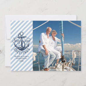 Nautical SEAson's Greetings, Message/Photo on Back Holiday Card
