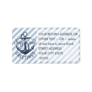Nautical "SEASon's Greetings" Navy/White Stripes Label