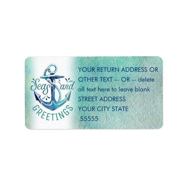 Nautical "SEAson's Greetings" Watercolor Label (Front)