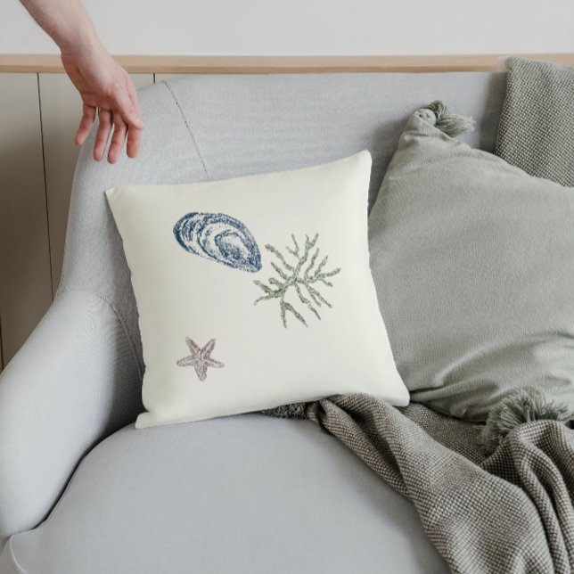 Nautical seaweed sea aqua antique sea life coastal throw pillow (Creator Uploaded)