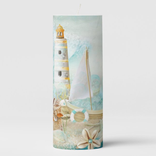 Nautical Series Design 11 Pillar Candle (Front)