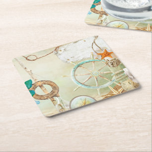 Nautical Series Design 2 Square Paper Coaster