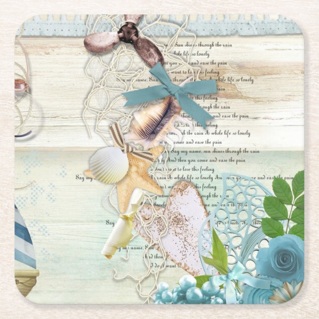 Nautical Series Design 5 Square Paper Coaster (Front)