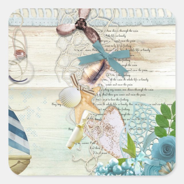 Nautical Series Design 5 Square Sticker (Front)