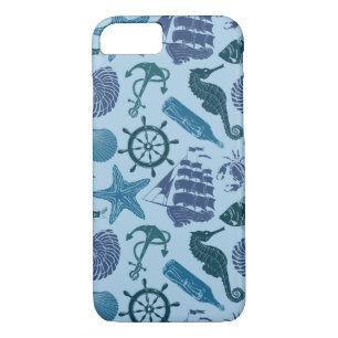 Nautical Shades Of Blue Pattern iPhone 8/7 Case