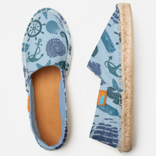 Nautical Shades Of Blue Pattern Espadrilles