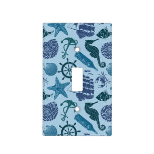 Nautical Shades Of Blue Pattern Light Switch Cover