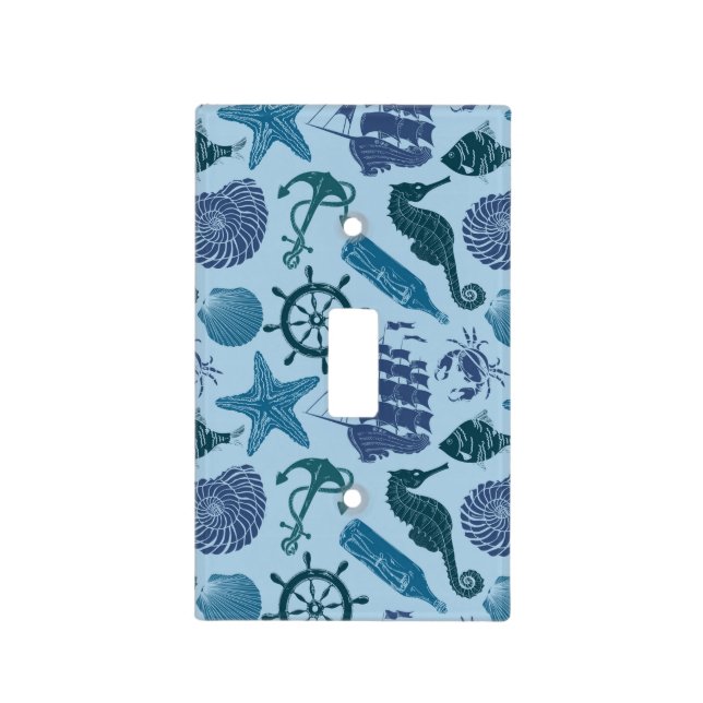 Nautical Shades Of Blue Pattern Light Switch Cover (Front)