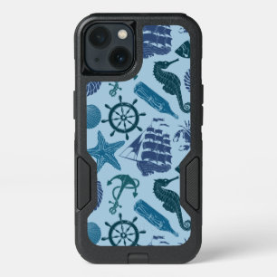 Nautical Shades Of Blue Pattern iPhone 13 Case
