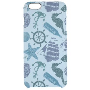 Nautical Shades Of Blue Pattern Clear iPhone 6 Plus Case