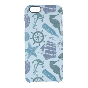 Nautical Shades Of Blue Pattern Clear iPhone 6/6S Case