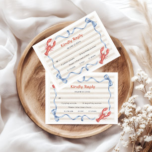 Nautical She Catch Lobster Bridal Shower Reply Enclosure Card