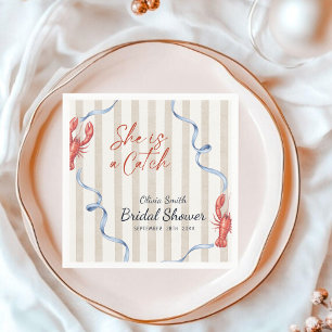 Nautical She’s a Catch Lobster Bridal Shower Napkins