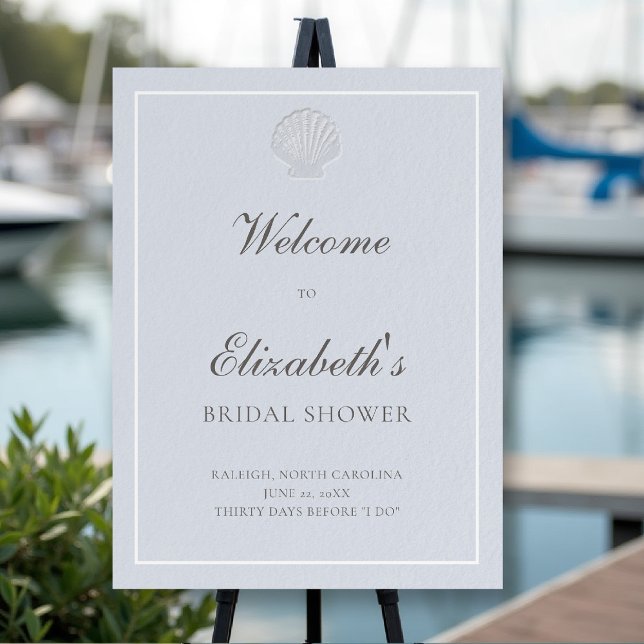 Nautical Shell Blue Coastal Bridal Shower Welcome Foam Board (Nautical Shell Blue Coastal Bridal Shower Welcome Foam Board)
