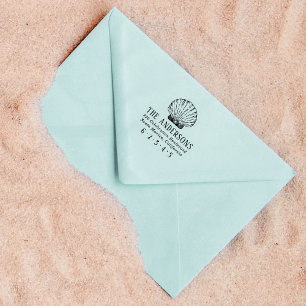 Nautical Shell Custom Family Name & Return Address Self-inking Stamp