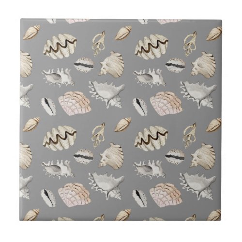 Nautical Shell Pattern Beach Home Ceramic Tile