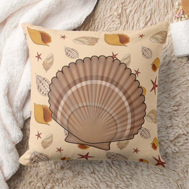 Nautical Shell Throw Pillow (Blanket)