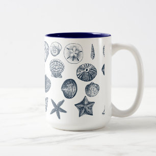 Nautical shells Two-Tone coffee mug