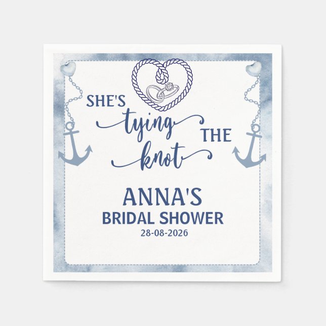 Nautical Shes Tying the Knot Bridal Elegant Anchor Napkins (Front)