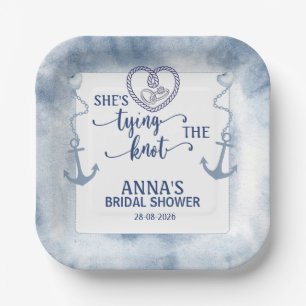 Nautical Shes Tying the Knot Bridal Shower Elegant Paper Plates