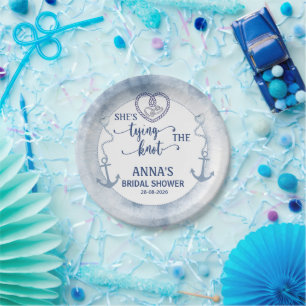 Nautical Shes Tying the Knot Bridal Shower Elegant Paper Plates