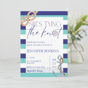 Nautical She's Tying The Knot Bridal Shower Invitation