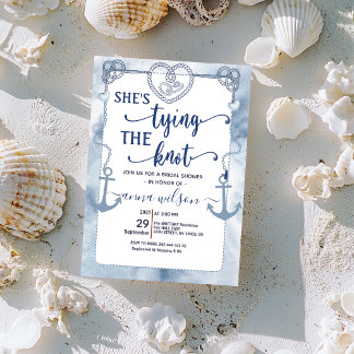 Nautical She's Tying the Knot Bridal Shower Invitation